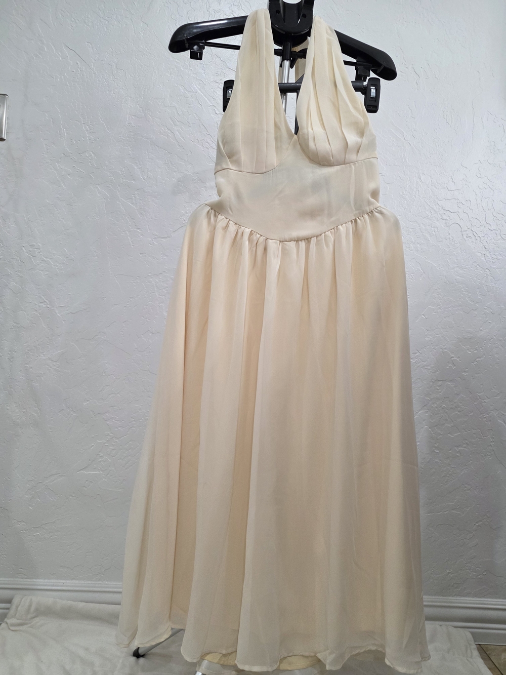 Ivory Halter Chiffon Maxi Dress